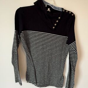 J. Crew Black and White Striped Long Sleeve Tee